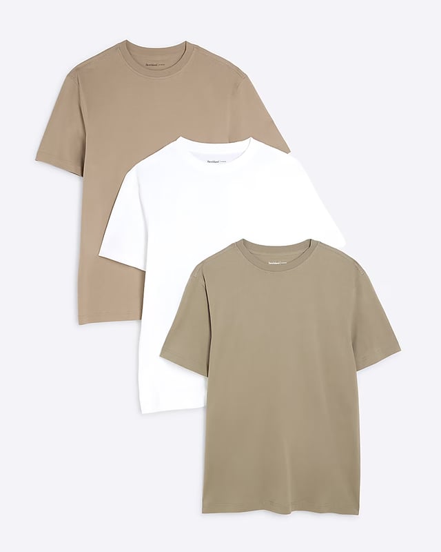 Pack of 3, Slim fit, Multi coloured, Crew neckline, Short Sleeves