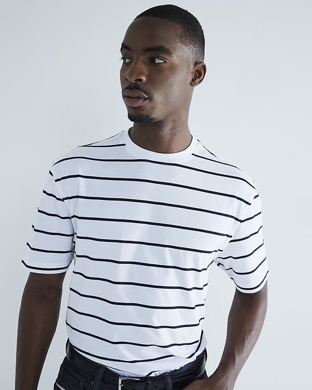 Pack of 3, Slim fit, Striped, Crew neckline, Multi coloured, Short sleeved