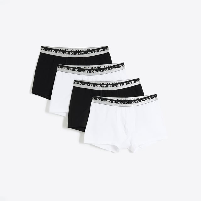 Multipack of 4, RI elasticated waistband, Black and White Trunks