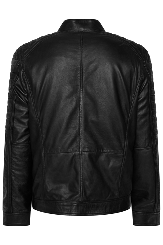 Barneys Originals Real Leather Quilted Sleeve Biker Jacket
