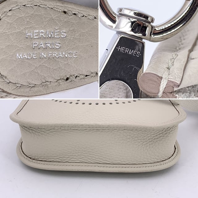 VINTAGE, RRP AS NEW
This beautiful Bag will come with a Certificate of ity provided by Entrupy. The certificate will be provided at no further cost.  Introducing the timeless elegance of the Hermes 'Mini Evelyne 16 Amazone' shoulder bag, crafted in sumptuous Togo leather. Originally designed by Evelyne Bertrand, Head of the Hermès Riding Department, in 1978, this iconic piece reflects the heritage and sophistication synonymous with the House of Hermes. The distinct perforated 'H' on the front serves as an unmistakable signature, while the fold-over strap closure and sleek, minimal design exude effortless luxury.  This mini version, with its versatile removable and adjustable shoulder strap, offers both style and practicality, perfect for daily wear or as a standout accessory for special occasions. The interior is lined in suede, maintaining the refined craftsmanship that Hermes is known for.  Stamped with 'Hermes Paris - Made in France' on leather and on the shoulder strap, the bag also bears the year of production 'W' (2024), discreetly embossed on the reverse of the leather closure strap.  Whether you're a long-time collector or a newcomer to Hermes, the 'Evelyne 16 Amazone' is a true testament to the brand's legacy of creating pieces that combine both function and fashion in a way only Hermes can. Condition Rating: A - EXCELLENTCondition Details: Gently used. Hermes dustbag included. Please check the photos carefully and ask if you need to know m ore details or if you have any doubts.Measurements (cm):Depth: 5.1Height: 17.8Length: 19.1Other Details: Dustbag? YesKeys? NoBox? No Measurments:  width: 51 mm length: 191 mm height: 178 mm