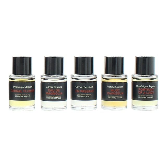 The Frédéric Malle The Essential Collection Gift Set is a curated selection of five iconic fragrances from the renowned French perfumer. Housed in a sleek red presentation box, each eau de parfum offers a luxurious introduction to Frédéric Malle's esteemed olfactory artistry. 

This Gift Set Includes:
Carnal Flower: A lush, tuberose-centric fragrance that celebrates the opulence of white florals. Its creamy and green facets evoke the sensuality of a blooming garden.  

Eau de Magnolia: A refined, citrusy floral scent that harmonises magnolia with notes of lemon and grapefruit, creating a fresh and elegant composition.  

En Passant: A delicate, airy fragrance capturing the essence of springtime blooms, with a prominent lilac note complemented by subtle hints of cucumber and wheat.  

Musc Ravageur: A warm, enveloping scent that blends spicy cinnamon and clove with rich amber and vanilla, underpinned by a deep musky base.  

Portrait of a Lady: An opulent, chypre-rose fragrance that intertwines Turkish rose with patchouli, sandalwood, and incense, embodying timeless elegance.  

Each fragrance comes in a 7ml bottle, ideal for travel or sampling. 

The set is beautifully packaged, making it an exquisite gift for fragrance aficionados.  

Experience a range of scents that showcase the diversity and artistry of Frédéric Malle's creations.  

Whether you're new to the world of niche perfumery or seeking to expand your fragrance collection, this set offers a comprehensive introduction to some of Frédéric Malle's most celebrated scents.