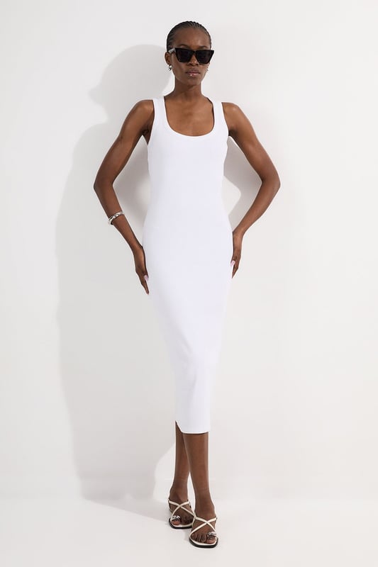 Petite Compact Jersey Rib Racer Maxi Dress