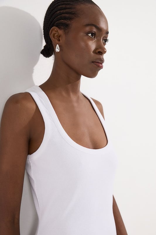 Petite Compact Jersey Rib Racer Maxi Dress