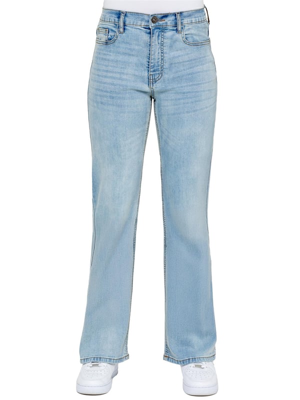 Embrace effortless style and comfort with the Enzo Women's Wide Leg Jeans. Designed with a mid-rise waist and a regular fit, these jeans offer a timeless silhouette that complements any look. Crafted from stretch fabric, they provide flexibility and ease of movement throughout your day. The classic 5-pocket design adds practicality, while the zip fly fastening ensures a secure fit. (657)