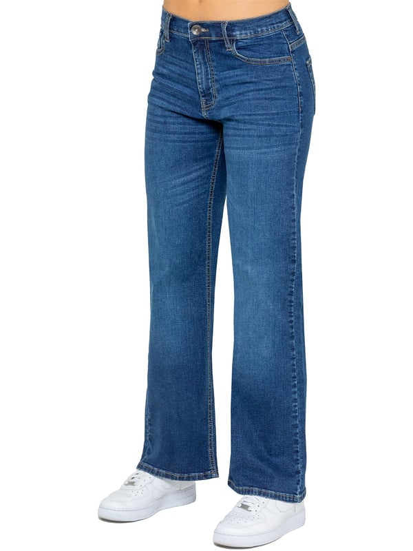 Embrace effortless style and comfort with the Enzo Women's Wide Leg Jeans. Designed with a flattering high-rise waist and a regular fit, these jeans offer a timeless silhouette that complements any look. Crafted from stretch fabric, they provide flexibility and ease of movement throughout your day. The classic 5-pocket design adds practicality, while the zip fly fastening ensures a secure fit.