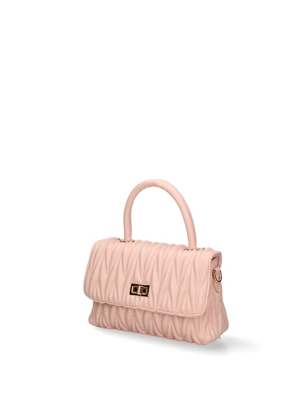 Damenhandtasche mit Drehverschluss. eine mit Reißverschluss-Innentaschen. fehlende Außentaschen. verstellbarer und abnehmbarer Schultergurt. Im PU-Griff. ein Innenfach.  Außenmaterial: Innenmaterial: 100 % Polyester. Maße: 23x16x10 cm. Modeprodukt