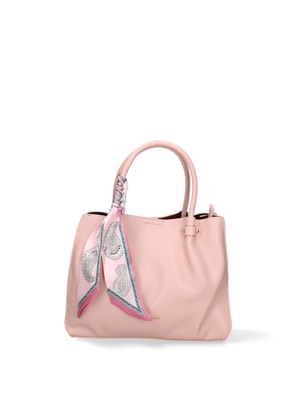 Dameshandtas met magnetische knoopsluiting. met binnenzakken met ritssluiting. afwezige externe zakken. verstelbare en afneembare schouderband. in PU-handvat. twee binnenvakken.  extern materiaal. 100% polyester binnenkant. Afmetingen: 26x21x9 cm. Modeproduct