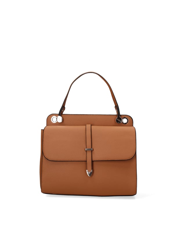 Bolso de mujer. El cierre es con botón magnético. Los bolsillos internos tienen cremallera. Los bolsillos externos están ausentes. La correa para el hombro es ajustable y extraíble. El mango está fabricado en PU. Hay un compartimento interno. El material externo es 100%PU. Internamente es 100% Poliéster. Medidas: 27,5x23x10 cm. Producto de moda