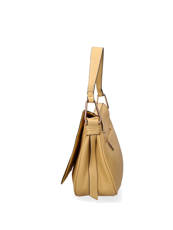 Bolso bandolera para mujer. El cierre es con botón magnético. Los bolsillos internos tienen cremallera. Los bolsillos externos están ausentes. La correa para el hombro es ajustable y extraíble. El mango está fabricado en PU. Hay un compartimento interno. El material externo es 100%PU. Internamente es 100% Poliéster. Medidas: 35,5x23x12 cm. Producto de moda