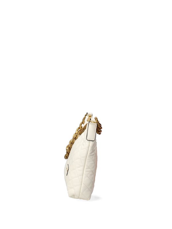 Bolso bandolera para mujer. El cierre es con cremallera. Los bolsillos internos son uno con cremallera y otro abierto. Los bolsillos externos están ausentes. La bandolera es de cadena. Falta el mango. Hay un compartimento interno. El material externo es 100%PU. Internamente es 100% Poliéster. Medidas: 31x21x5 cm. Producto de moda