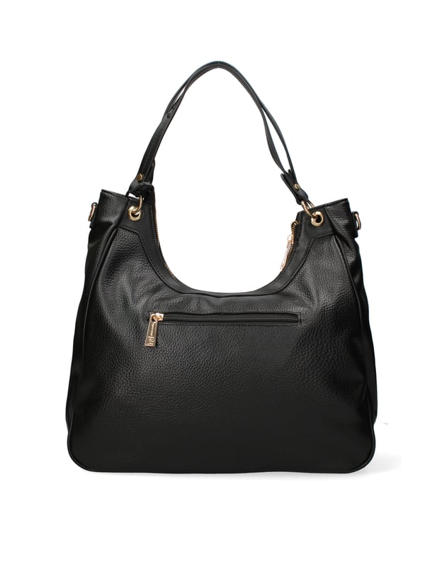 Bolso bandolera para mujer. El cierre es con cremallera. Los bolsillos internos son uno con cremallera y otro abierto. Los bolsillos externos son uno en la espalda con cremallera. La bandolera es ajustable en piel. El mango está fabricado en PU. Hay un compartimento interno. El material externo es 100%PU. Internamente es 100% Poliéster. Medidas: 38x36x13 cm. Producto de moda