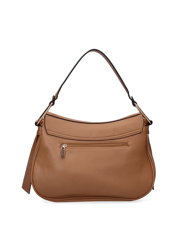 Bolso bandolera para mujer. El cierre es con botón magnético. Los bolsillos internos tienen cremallera. Los bolsillos externos están ausentes. La correa para el hombro es ajustable y extraíble. El mango está fabricado en PU. Hay un compartimento interno. El material externo es 100%PU. Internamente es 100% Poliéster. Medidas: 35,5x23x12 cm. Producto de moda