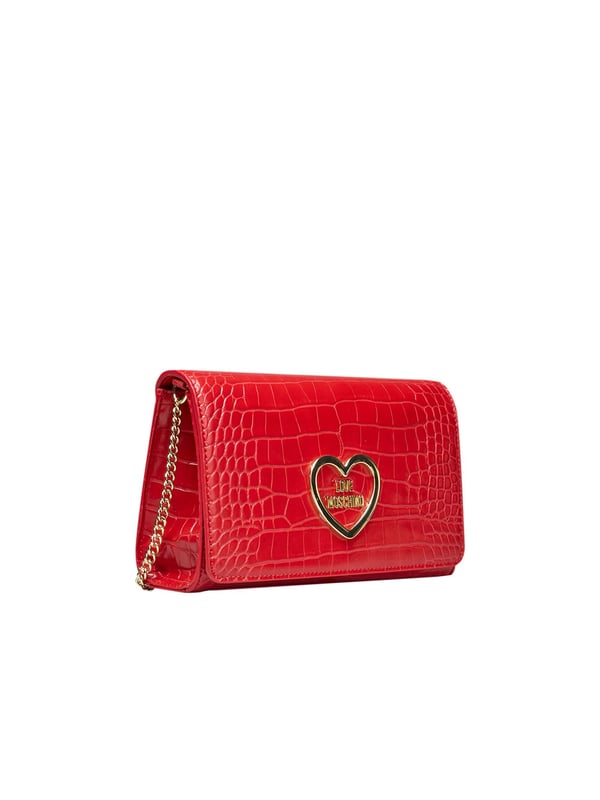 Tasche mit Kette. Verschluss mit Klappe und Magnetknopf. Logo vorne. 22*7*14 cm.
