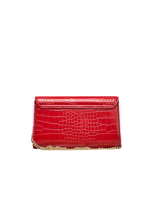Tasche mit Kette. Verschluss mit Klappe und Magnetknopf. Logo vorne. 22*7*14 cm.