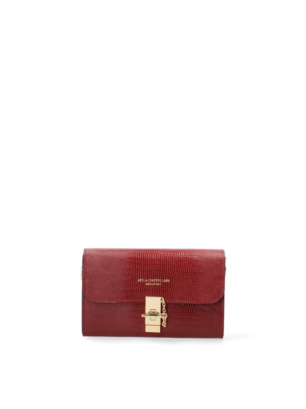 Crossbodytas voor dames met draaisluiting. één met binnenzakken met ritssluiting. afwezige externe zakken. afneembaar op kettingschouderband. ontbrekend handvat. twee binnenvakken.  extern materiaal. gevoerd met 70% katoen - 30% polyester binnenkant. Afmetingen: 23x13x5 cm. Gemaakt in Italië