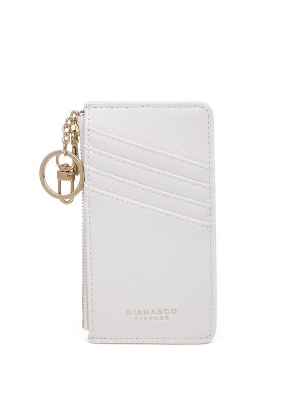 Cartera de mujer. El cierre es con cremallera. Faltan bolsillos internos. Los bolsillos exteriores son tarjeteros. Falta la correa para el hombro. Falta el mango. Hay un compartimento interno. El material exterior es Cuero Vegano/Pu. Internamente no está forrado. Medidas: 15x19x1 cm. Producto de moda