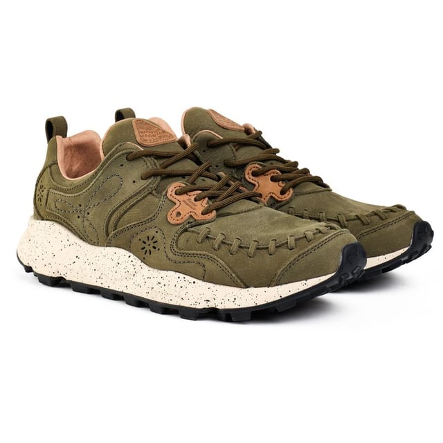 Step up your sporty looks with these unmissable, unusual trainers Yamano 3 from Flower Mountain. The running-style sneaker has a super soft, fast design, suede and nylon upper and a funky, chunky sole with a cork antibacterial insole. The intricate stitching, beautiful multicolour design and woven details make for a snug fit and fabulous, unique look.