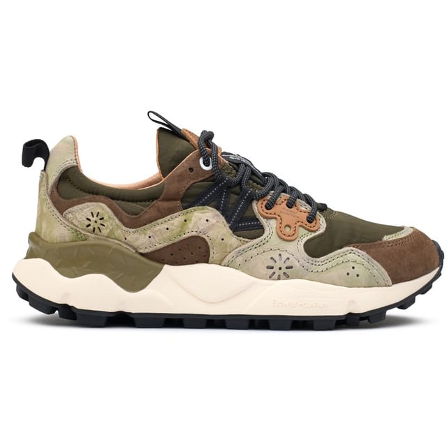 Step up your sporty looks with these unmissable, unusual trainers Yamano 3 from Flower Mountain. The running-style sneaker has a super soft, fast design, suede and nylon upper and a funky, chunky sole. The intricate stitching, beautiful multicolour design and woven details make for a snug fit and fabulous look.