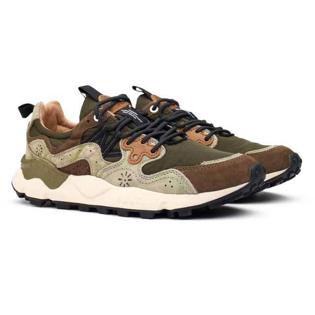 Step up your sporty looks with these unmissable, unusual trainers Yamano 3 from Flower Mountain. The running-style sneaker has a super soft, fast design, suede and nylon upper and a funky, chunky sole. The intricate stitching, beautiful multicolour design and woven details make for a snug fit and fabulous look.