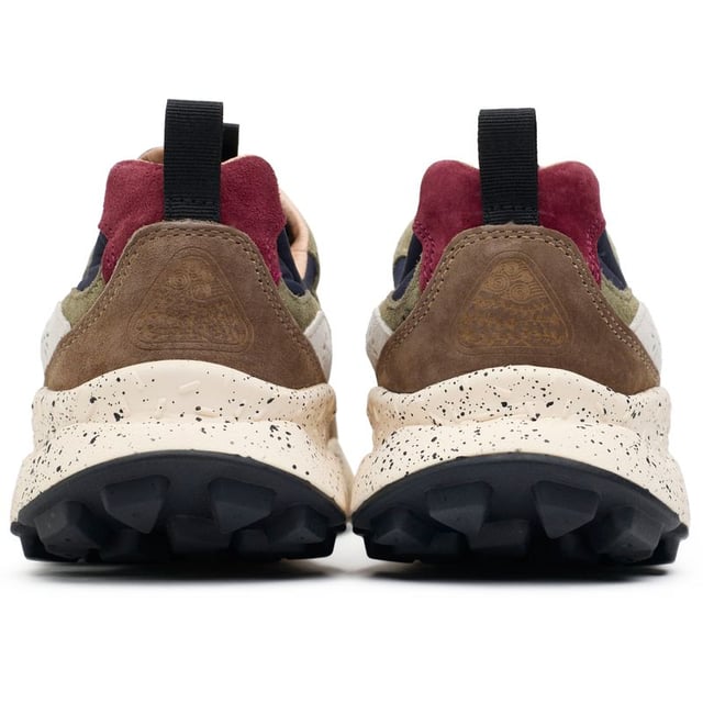 Add some pep to your sporty looks with these unmissable, unusual trainers Yamano 3 from Flower Mountain. The running-style sneaker has a super soft suede and nylon upper and a funky, chunky sole. The intricate stitching, beautiful multicolour design and woven details make for a snug fit and fabulous, unique look.