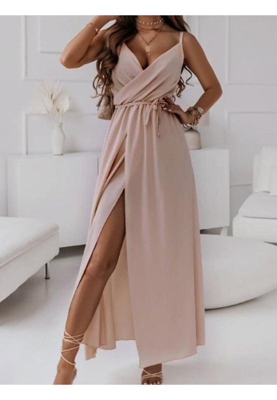 Estilo: Vestido midi sin mangas con cruce atado  
Transparente: Opaco  
Elástico: Sin elasticidad  
Cuerpo: Sin forro  
Composición del material: 100% poliéster  
Instrucciones de cuidado: Lavar a máquina en frío, secar a baja temperatura  
Importado  
Tallas disponibles: S M L XL
