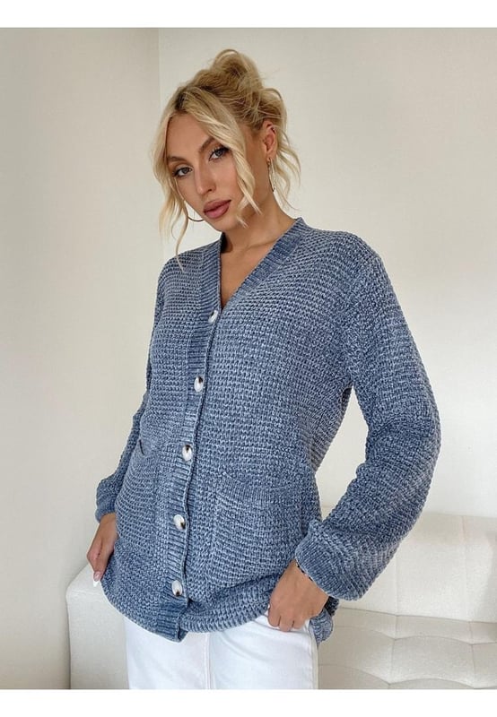 Womens Pocketed V
  Neck Button Up Cardigan
  Buttoned front
  Convenient pockets
  Moderate stretch
  Material composition: 50% viscose 30% polyester 20% polyamide
  Care instructions: Machine wash cold tumble dry low
  Imported
  One size: Top Length
  30.7 inches Bust
  41.7 inches Shoulder
  17.3 inches Sleeve Length
  22.8 inches
