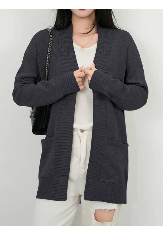 Open Front Long Sleeve Sweater Cardigan
  Pocketed design
  Slightly stretchy material
  100% polyester composition
  Machine wash cold tumble dry low
  Imported