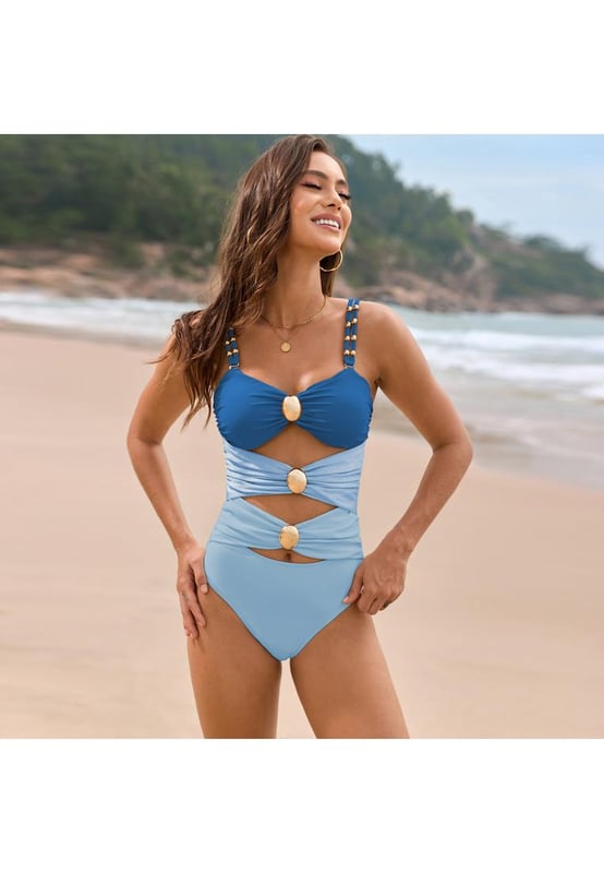 Color Block Sweetheart Neck One
  Piece Swimwear
  Ruched design
  Removable padding
  No underwire
  Stretchy material
  80% polyamide 20% elastane
  Machine wash cold tumble dry low
  Imported