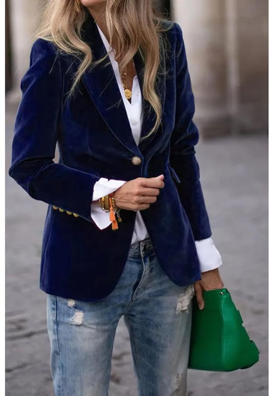 One Button Lapel Collar Long Sleeve Blazer
  Buttoned closure
  Normal thickness
  Lined body
  Material: 100% polyester
  Care instructions: Machine wash cold tumble dry low
  Imported