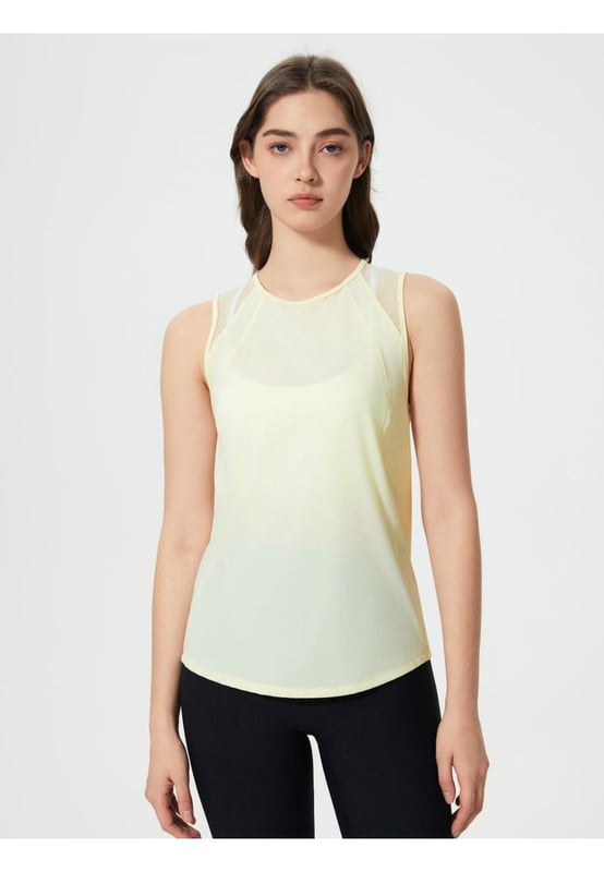 Basisstijl  
Semi  
transparant  
Zeer rekbaar  
Materiaal samenstelling: 75% nylon 25% spandex  
Onderhoudsinstructies: Machinewas koud, drogen op lage temperatuur  
Geïmporteerd  
Productafmetingen (inches): Maat 4  
Lengte top: 23 Borst: 33.1; Maat 6  
Lengte top: 23.8 Borst: 34.6; Maat 8  
Lengte top: 24.6 Borst: 36.2; Maat 10  
Lengte top: 25 Borst: 37.8; Maat 12  
Lengte top: 25.4 Borst: 39.4