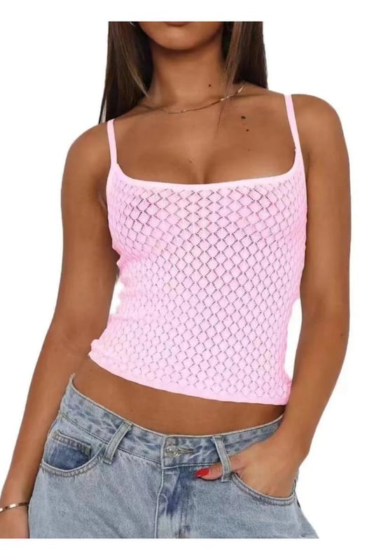 Camiseta de tirantes con escote cuadrado de encaje  
Características: Corte  
Elasticidad: Elástico  
Composición del material: 65% poliéster 35% algodón  
Instrucciones de cuidado: Lavar a máquina en frío, secar a baja temperatura  
Importado