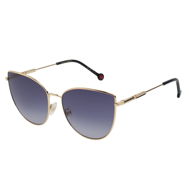 These Carolina Herrera sunglasses combine sleek lines with a sophisticated aesthetic, creating an iconic design designed for women who want to stand out with elegance without sacrificing modernity.

 Shape and design:
 - Cat-eye silhouette with a defined contour, which enhances and stylizes facial features.

 Frame material:
 - Ultra-light metal structure that provides strength and long-lasting comfort.
 - Slim temples with curved tips, ensuring an ergonomic fit.

 Brand details:
 - Distinctive circular logo at the end of the temples.
 - Rods decorated with linear elements that add a touch of exclusive design.

 Glasses:
 - 100% UV protection lenses for safe sun coverage.
 Measures: Lens width: 59 mm. Bridge: 17 mm. Temples: 145 mm
 Composition: Metal
 Care:
Wash only with water or, if necessary, a mild soap.
 Dry with a soft cloth to avoid scratches.
 Avoid contact with harsh surfaces or abrasive liquids.