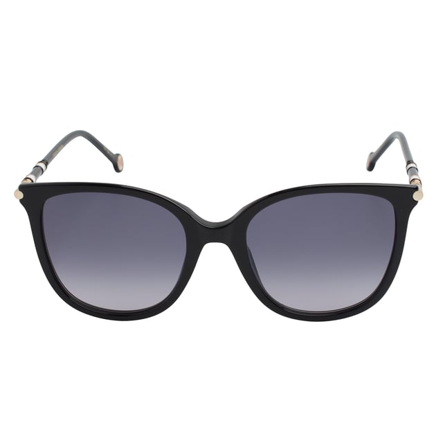 These Carolina Herrera sunglasses reflect a perfect balance between sophistication and contemporary character, offering a wraparound silhouette ideal for enhancing any look with a distinctive touch.

 Shape and design:
 - Gently angled butterfly silhouette design provides a feminine and elegant aesthetic.
 - Full-coverage front that provides a refined yet modern look.

 Frame material:
 - High-quality acetate front combined with fine, structured metal temples.
 - Curved terminals that improve grip and comfort.

 Brand details:
 - “Carolina Herrera” inscription discreetly engraved on the inside of the temple.
 - Decorative metal elements with the initials CH, precisely integrated into the end caps and side details.

 Glasses:
 - Lenses with 100% UV protection.
 Measures: Lens width: 55 mm. Bridge: 20 mm. Temples: 145 mm.
 Composition: Acetate
 Care:
Wash only with water or, if necessary, a mild soap.
 Dry with a soft cloth to avoid scratches.
 Avoid contact with harsh surfaces or abrasive liquids.