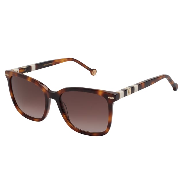 Designed with a wraparound silhouette and smooth lines, these Carolina Herrera sunglasses offer a refined interpretation of the classic square design, ideal for those seeking functional elegance and timeless style.

 Shape and design:
 - Softened square shape that adapts harmoniously to different face types.
 - Wide design provides superior visual coverage and a touch of sophistication at every angle.

 Frame material:
 - Made of high-quality acetate, durable and lightweight, ensuring a comfortable fit all day long.

 Brand details:
 - Carolina Herrera logo inscription on temples.

 Glasses:
 - Lenses with 100% UV protection filter, ideal for daily outdoor use.
 - Anti-reflective treatment that improves the visual experience and reduces glare.
 Measures: Lens width: 57 mm. Bridge: 18 mm. Temples: 145 mm
 Composition: Acetate
 Care:
Wash only with water or, if necessary, a mild soap.
 Dry with a soft cloth to avoid scratches.
 Avoid contact with harsh surfaces or abrasive liquids.