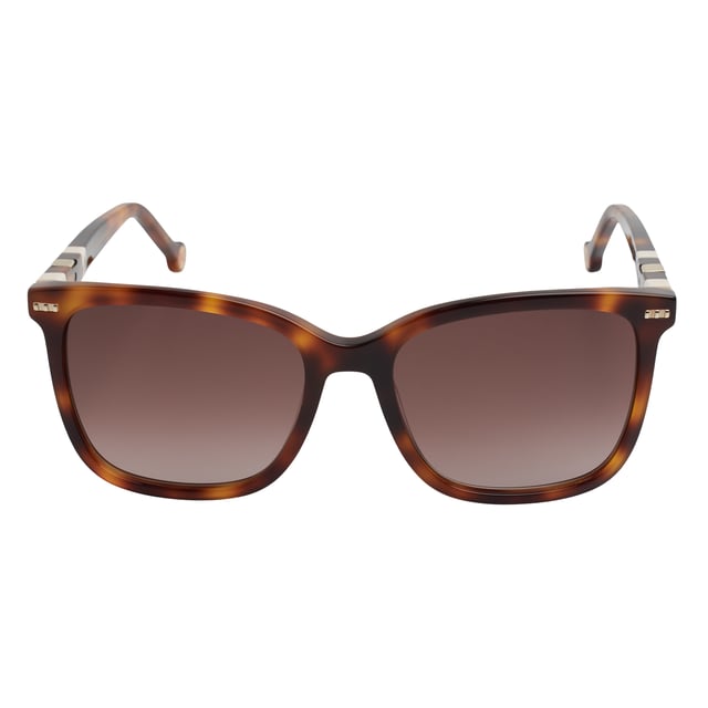 Designed with a wraparound silhouette and smooth lines, these Carolina Herrera sunglasses offer a refined interpretation of the classic square design, ideal for those seeking functional elegance and timeless style.

 Shape and design:
 - Softened square shape that adapts harmoniously to different face types.
 - Wide design provides superior visual coverage and a touch of sophistication at every angle.

 Frame material:
 - Made of high-quality acetate, durable and lightweight, ensuring a comfortable fit all day long.

 Brand details:
 - Carolina Herrera logo inscription on temples.

 Glasses:
 - Lenses with 100% UV protection filter, ideal for daily outdoor use.
 - Anti-reflective treatment that improves the visual experience and reduces glare.
 Measures: Lens width: 57 mm. Bridge: 18 mm. Temples: 145 mm
 Composition: Acetate
 Care:
Wash only with water or, if necessary, a mild soap.
 Dry with a soft cloth to avoid scratches.
 Avoid contact with harsh surfaces or abrasive liquids.