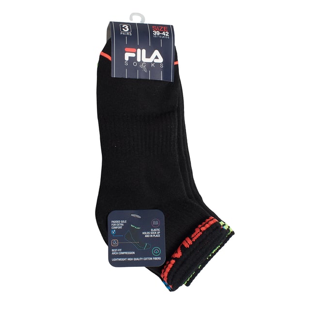 Pack-3 Calcetines Quarter F2523 para Hombre y Mujer Los calcetines Fila Quarter de 3 pares están fabricados con hilos de alta calidad para un gran confort y una larga duración. Flexibles y dotados de una tela elástica al nivel del tobillo, se adaptarán fácilmente a tus pies para estar cómodo durante tus desplazamientos.
Detalles:
- Tejido de algodón.
- Suela acolchada, que proporciona absorción de impactos.
- 3 pares.
- Malla transpirable.
- Tobillos acanalados.
- Logo bordado.
- Estilo quarter, caña baja-media.
- Varios colores disponibles.
- Hilos de alta calidad para un óptimo confort y una gran durabilidad.
- Unisex.
Este pack de calcetines Quarter Fila es la elección perfecta para quienes valoran el confort sin renunciar al estilo. Con su diseño atractivo, materiales de calidad y ajuste ideal, son el complemento perfecto para tu día a día activo.
Composición: 69% Algodón, 29% Poliéster, 2% Elastano
Cuidados:
Lavar a máquina a un máximo de 30 °C.
No usar lejía ni blanqueadores.
No planchar.
No lavar en seco.
Secar al aire o en secadora a baja temperatura.