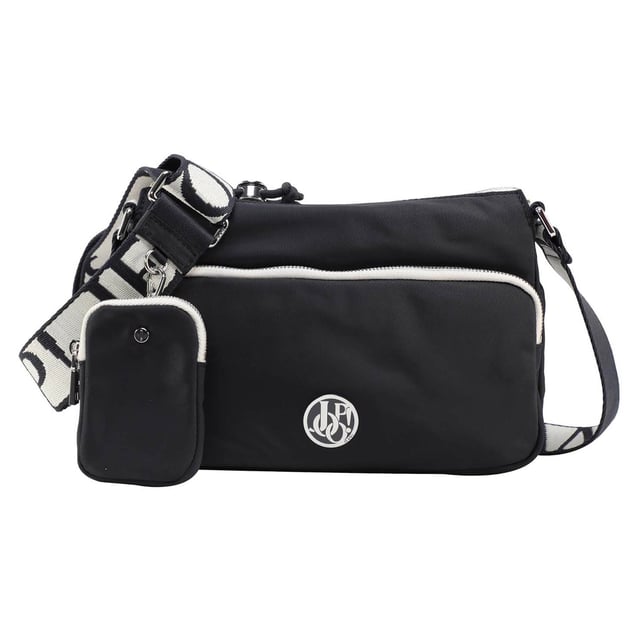 Handtasche für Damen von der Marke Joop! JEANS. Aus der Serie Lietissimo Jasmina Shoulderbag shz. Großes Hauptfach mit Reißverschluss. Längenverstellbare Träger mit Logo Schriftzug.