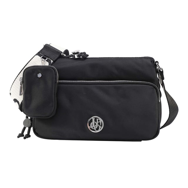 Handtasche für Damen von der Marke Joop! JEANS. Aus der Serie Lietissimo Jasmina Shoulderbag shz. Großes Hauptfach mit Reißverschluss. Längenverstellbare Träger mit Logo Schriftzug.
