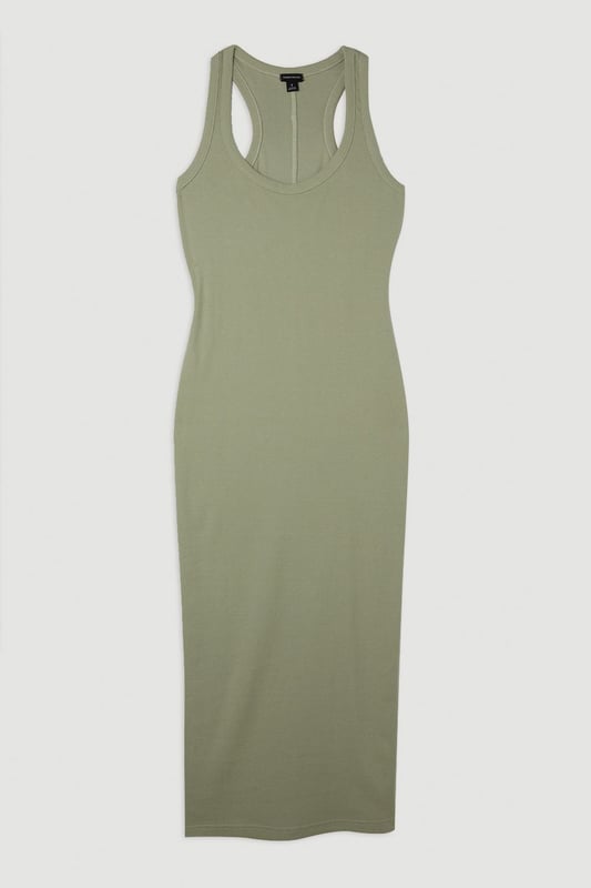 Petite Compact Jersey Rib Racer Maxi Dress