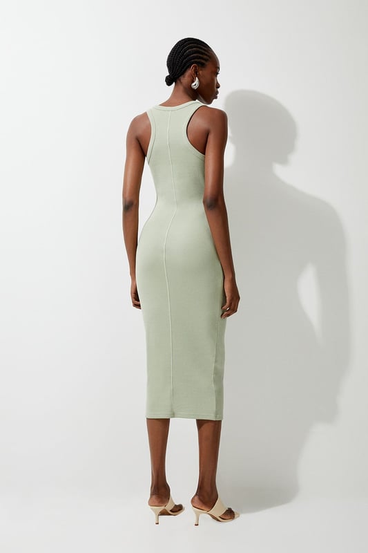 Petite Compact Jersey Rib Racer Maxi Dress