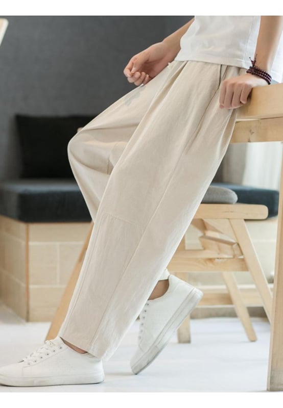 Basic style
  Pocketed
  Material composition: 75% cotton 25% flax
  Care instructions: Machine wash cold Tumble dry low
  Imported
  Product Measurements (by inches) & Size Conversion:
  M: Hip: 42.5 Bottom Length: 36.6
  L: Hip: 44.1 Bottom Length: 37
  XL: Hip: 45.7 Bottom Length: 37.4
  2XL: Hip: 47.2 Bottom Length: 37.8
  3XL: Hip: 48.8 Bottom Length: 38.2
  4XL: Hip: 50.4 Bottom Length: 38.6
  5XL: Hip: 52 Bottom Length: 39