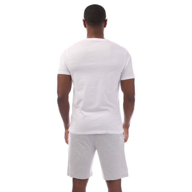 Mens Nicce Aberdeen Lounge Set in white grey.- T- Shirt:- Crewneck.- Short sleeves.- Printed logo.- Straight hem.- 100% Cotton.- Shorts:- Branded flat elasticated waistband.- Two slip pockets.- Printed branding.- 60% Cotton  40% Polyester.- Ref: NC2P131135BS2