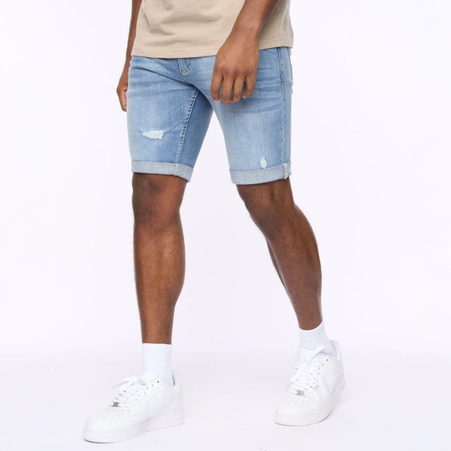 Mens Crosshatch Riptrey Abraised Denim Shorts in light wash- 5-pocket construction- Zip fly and button fastening- Ripped and distressed detailing.- 100% Cotton.  Machine washable- Ref: CH2R121868LWSTK1