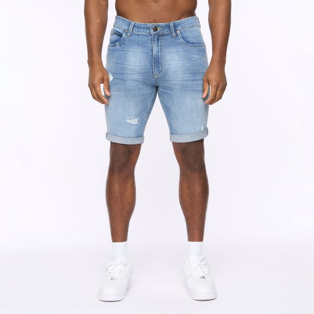 Mens Crosshatch Riptrey Abraised Denim Shorts in light wash- 5-pocket construction- Zip fly and button fastening- Ripped and distressed detailing.- 100% Cotton.  Machine washable- Ref: CH2R121868LWSTK1