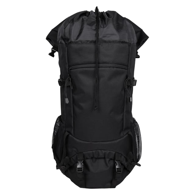 Mountain Warehouse Edinburgh 65L Rucksack (Black) 100% Polyester. Height: 72cm. Width: 35cm. Length: 23cm. Capacity: 65L. Pockets: Internal Mesh Pocket, Zip, 2 Mesh Pockets, 2 Front Pockets. Compartments: 1 Main Compartment. Adjustable Chest Strap, Adjustable Hip Straps, Air Mesh Back, Padded, Padded Adjustable Shoulder Straps. Fabric Technology: Breathable, Soft. Fastening: Flap, Toggle.