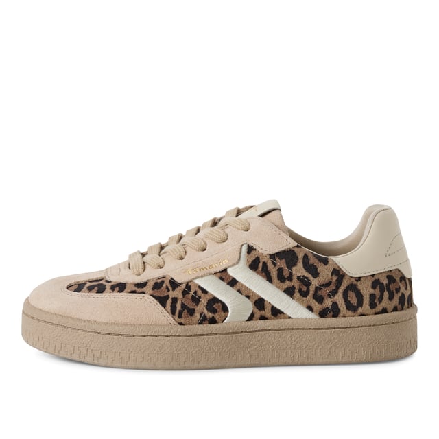 Add a touch of luxury to your everyday style with these fashion-forward sneakers from Tamaris. Crafted from a premium mix of soft suede leather, these lace-up trainers feature stripes for added style. The sporty silhouette is elevated with a clean, modern finish, making them perfect for both casual days and chic urban outings.

Upper Material: High-quality mix of suede leather and textile
Lining & Insole: Soft textile for all-day comfort
Outsole: Grippy synthetic sole for confident steps
Heel Type & Height: No heel, with a 30 mm sole for subtle elevation
Shaft Height: 6.5 cm
Shoe Type: Women’s lace-up sneakers