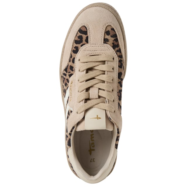 Add a touch of luxury to your everyday style with these fashion-forward sneakers from Tamaris. Crafted from a premium mix of soft suede leather, these lace-up trainers feature stripes for added style. The sporty silhouette is elevated with a clean, modern finish, making them perfect for both casual days and chic urban outings.

Upper Material: High-quality mix of suede leather and textile
Lining & Insole: Soft textile for all-day comfort
Outsole: Grippy synthetic sole for confident steps
Heel Type & Height: No heel, with a 30 mm sole for subtle elevation
Shaft Height: 6.5 cm
Shoe Type: Women’s lace-up sneakers