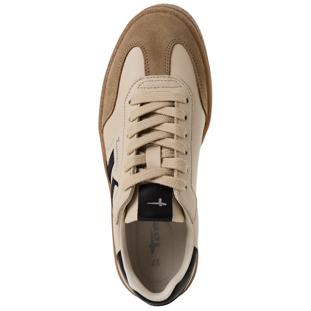 Add a touch of luxury to your everyday style with these fashion-forward sneakers from Tamaris. Crafted from a premium mix of soft suede leather, these lace-up trainers feature stripes for added style. The sporty silhouette is elevated with a clean, modern finish, making them perfect for both casual days and chic urban outings.

Upper Material: High-quality mix of suede leather and textile
Lining & Insole: Soft textile for all-day comfort
Outsole: Grippy synthetic sole for confident steps
Heel Type & Height: No heel, with a 30 mm sole for subtle elevation
Shaft Height: 6.5 cm
Shoe Type: Women’s lace-up sneakers