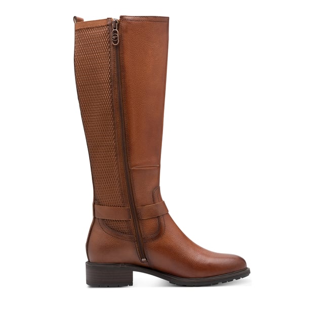 Tamaris Womens Cognac Brown Tan Leather Knee High Riding Boots